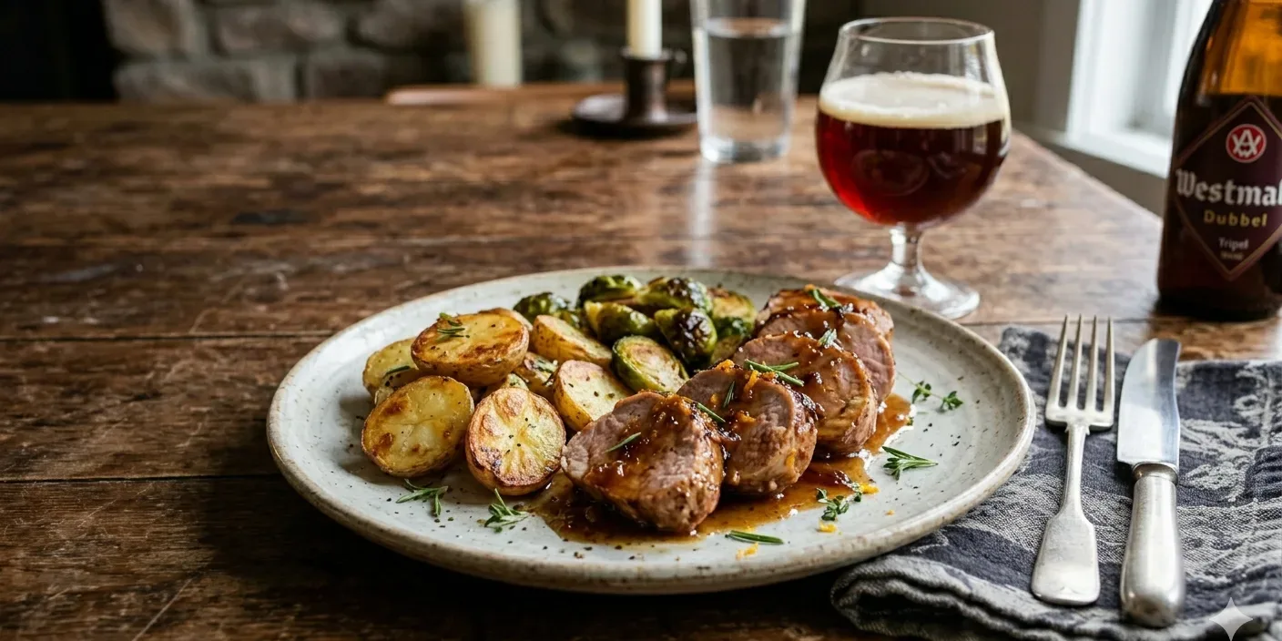Rosemary Orange Glazed Roasted Pork Tenderloin with Belgian Beer