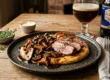 Crispy Duck Breast with Wild Mushrooms, Sweet Potato Purée and Belgian Dubbel Jus